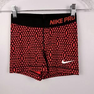 Nike Pro Shorts Red and Black Polka Dot Spandex